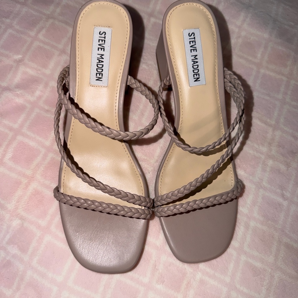 Steve Madden Taupe Braided Strap Heels